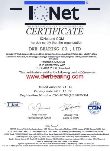 중국 DWR Bearing  Co., Ltd 인증